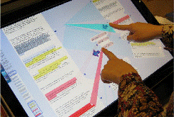 LiquidText running on a multitouch-enabled computer